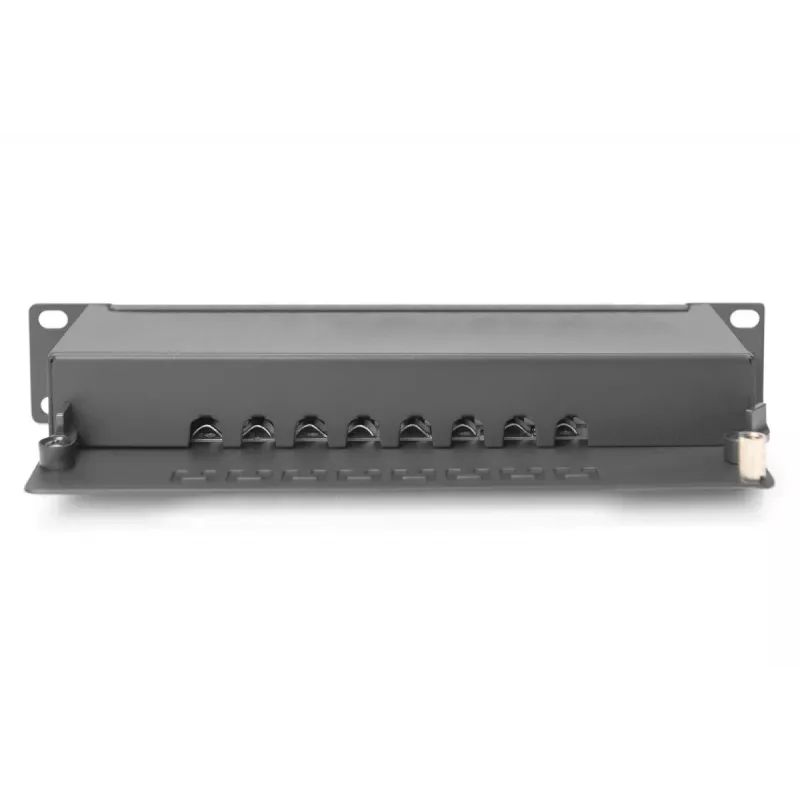 DIGITUS Patch Panel CAT6A ekranuotas, 8 prievadų 1U, 10 colių montavimui stove, juodas RAL 9005