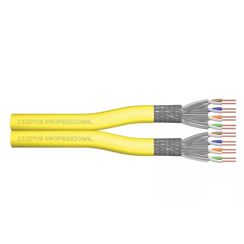 DIGITUS montavimo kabelis - Cat 7a - S/FTP - AWG 22/1 duplex - 100 m - Geltonas