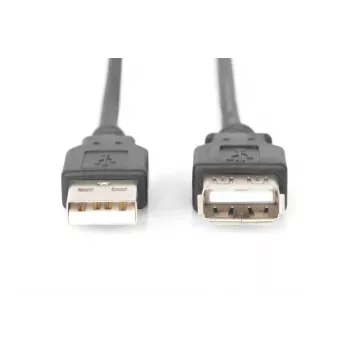 DIGITUS USB 2.0 ilginimo kabelis, tipas A V/K, 2m USB 2.0 atitinkantis Juodas