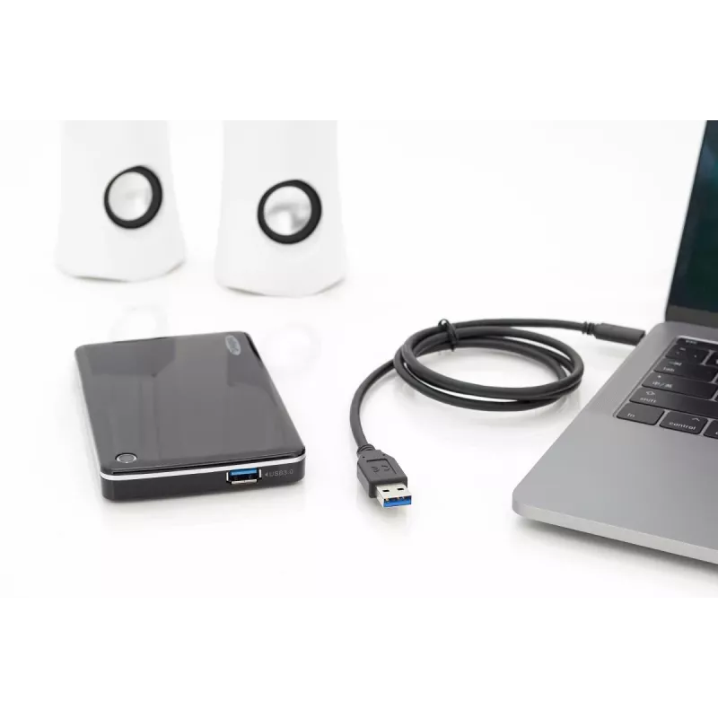 DIGITUS ASSMANN USB Type-C jungiamasis kabelis, Type C į A M/M, 1m, visų funkcijų, Gen2, 3A, 10GB, versija 3.1, CE, juodas
