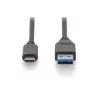 DIGITUS ASSMANN USB Type-C jungiamasis kabelis, Type C į A M/M, 1m, visų funkcijų, Gen2, 3A, 10GB, versija 3.1, CE, juodas