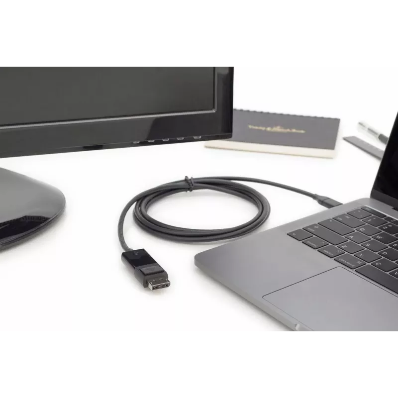 DIGITUS USB Type-C adapterio kabelis, Type-C į DP M/M, 2m 4K/60Hz, 32,4 GB, CE, juodas