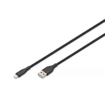 DIGITUS USB Silikoninis įkrovimo kabelis USB-A - Lightning USB 2.0 12W - 50cm juodas
