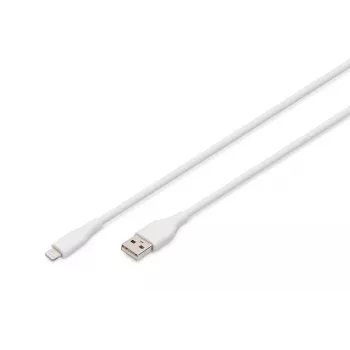 DIGITUS USB Silikoninis įkrovimo kabelis USB-A - Lightning USB 2.0 12W - 1m baltas