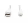 DIGITUS USB Silikoninis įkrovimo kabelis USB-A - Lightning USB 2.0 12W - 1m baltas