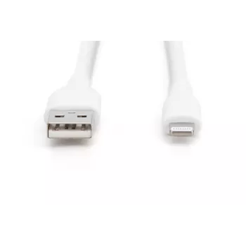 DIGITUS USB Silikoninis įkrovimo kabelis USB-A - Lightning USB 2.0 12W - 1m baltas