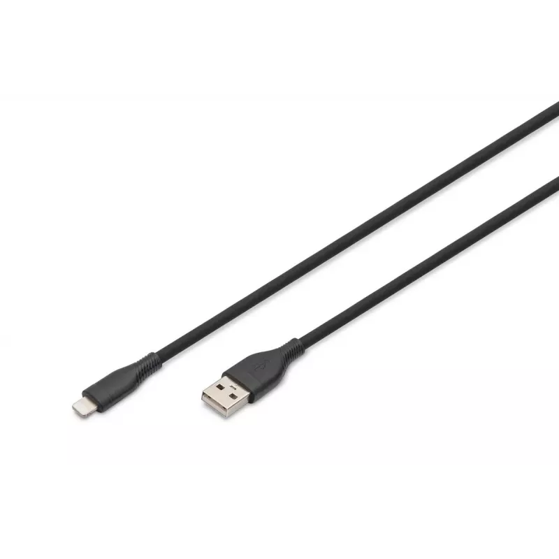 DIGITUS USB silikoninis įkrovimo laidas USB-A – Lightning 2 m USB 2.0 12 W – 2 m juodas