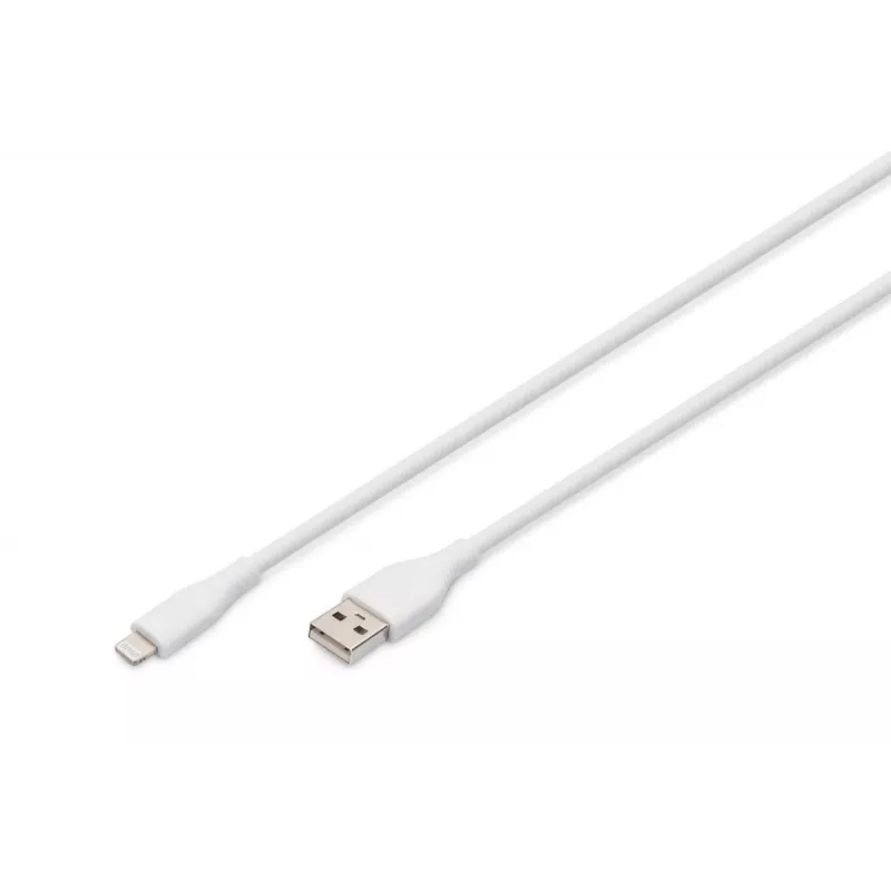 DIGITUS USB silikoninis įkrovimo laidas USB-A - Lightning USB 2.0 12W - 2m baltas