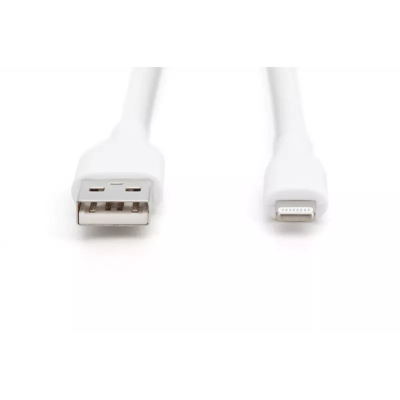 DIGITUS USB silikoninis įkrovimo laidas USB-A - Lightning USB 2.0 12W - 2m baltas