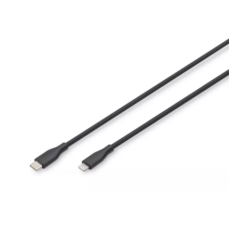 DIGITUS USB silikoninis įkrovimo laidas USB-C – Lightning USB 2.0 60W – 50 cm juodas