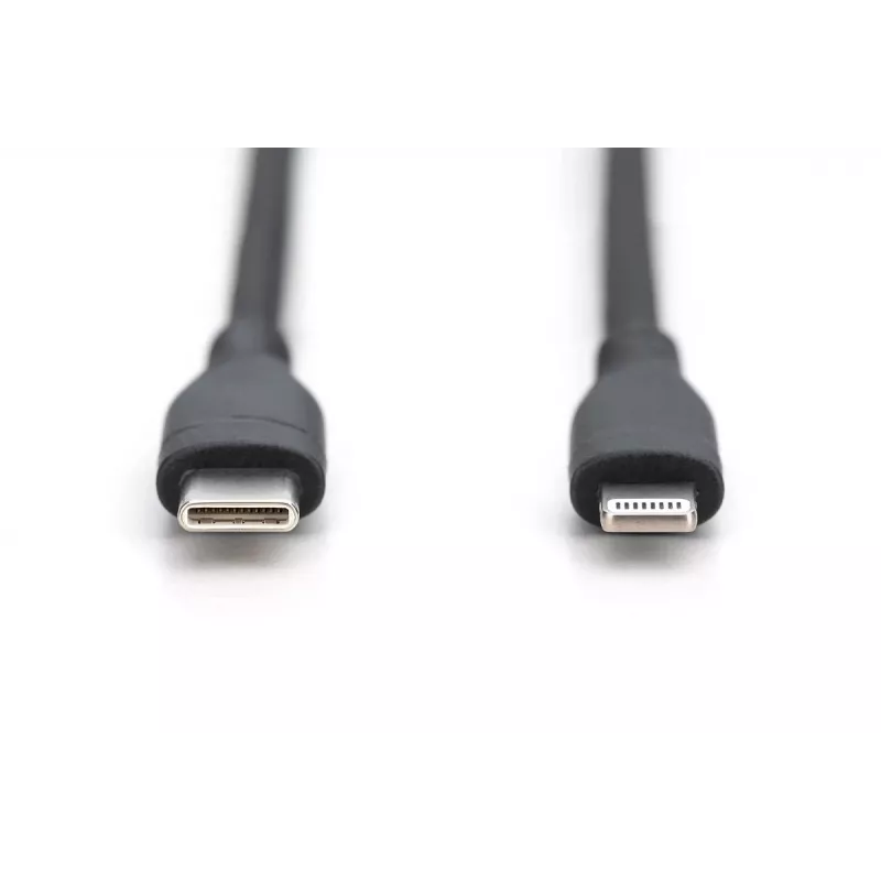 DIGITUS USB silikoninis įkrovimo laidas USB-C – Lightning USB 2.0 60 W – 2 m juodas