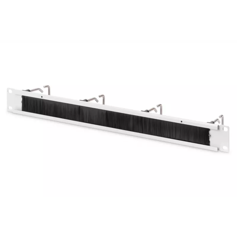 DIGITUS 1U kabelių tvarkymo skydelis su šepečiu 4x plieniniai žiedai 40x75 mm, pilka (RAL 7035)
