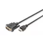 DIGITUS HDMI adapterio laidas, tipo A-DVI(18+1) M/M, 2m Full HD juodas