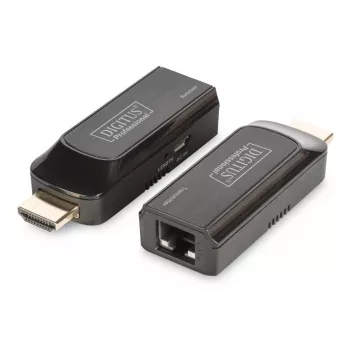 DIGITUS Mini HDMI prailginimo rinkinys, Full HD 50m CAT6/6A/7, maitinamas per Micro USB kabelį, juodas