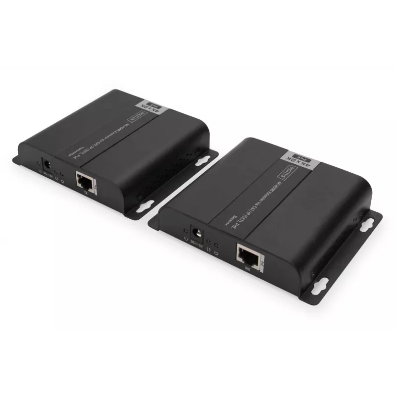 DIGITUS 4K HDMI ilgintuvo rinkinys per IP/CAT 5, 6 (120 m) visiškai maitinamas per PoE, UHD 4K/30Hz