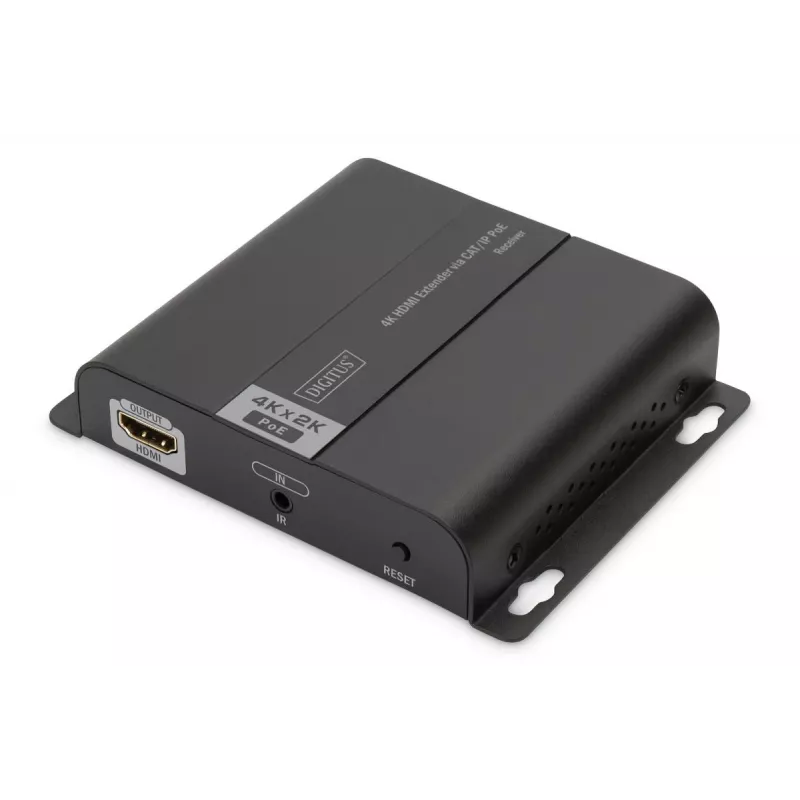 DIGITUS 4K HDMI ilgintuvas, imtuvo blokas per IP/CAT 5, 6 (120 m), maitinamas per PoE