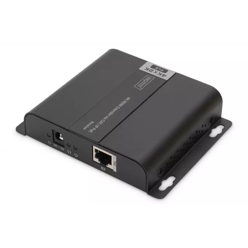 DIGITUS 4K HDMI ilgintuvas, imtuvo blokas per IP/CAT 5, 6 (120 m), maitinamas per PoE