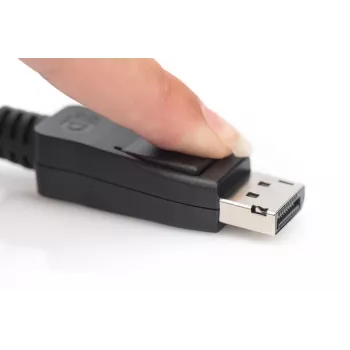 DIGITUS DisplayPort jungiamasis kabelis, DP M/M, 5 m su fiksatoriumi, Ultra HD 8K, vers. 1.3/1.4, juoda