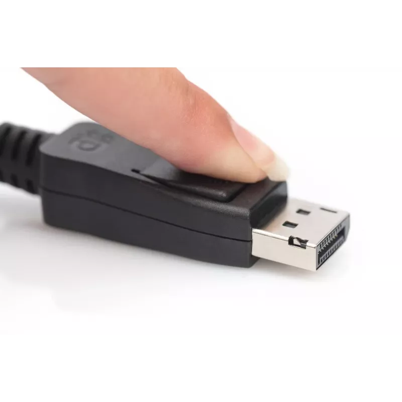 DIGITUS DisplayPort jungiamasis kabelis, DP M/M, 5 m su fiksatoriumi, Ultra HD 8K, vers. 1.3/1.4, juoda