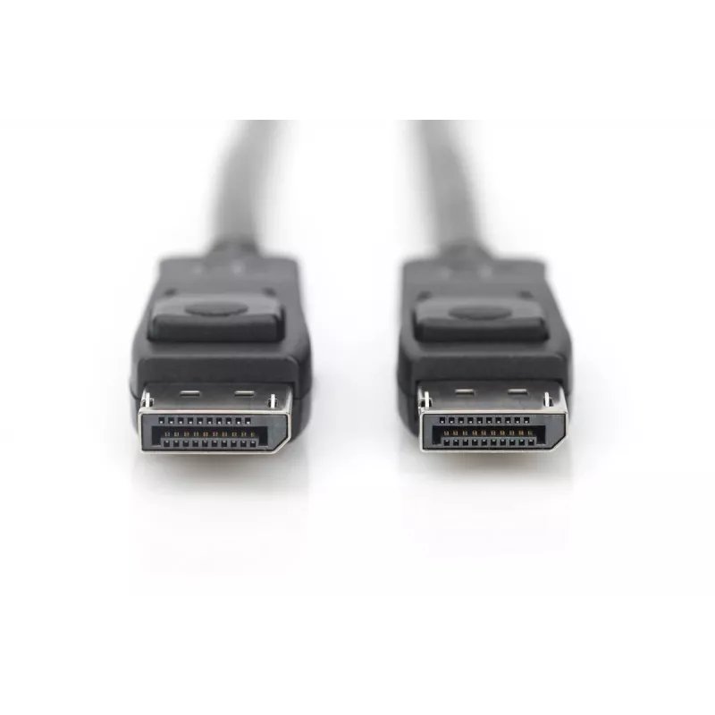 DIGITUS DisplayPort jungiamasis kabelis, DP M/M, 5 m su fiksatoriumi, Ultra HD 8K, vers. 1.3/1.4, juoda