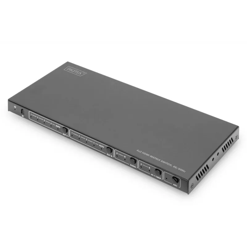 DIGITUS 4x 2 HDMI Matricinis Komutatorius 4K/60Hz Skaleris EDID ARC HDCP 2.2 18 Gbps