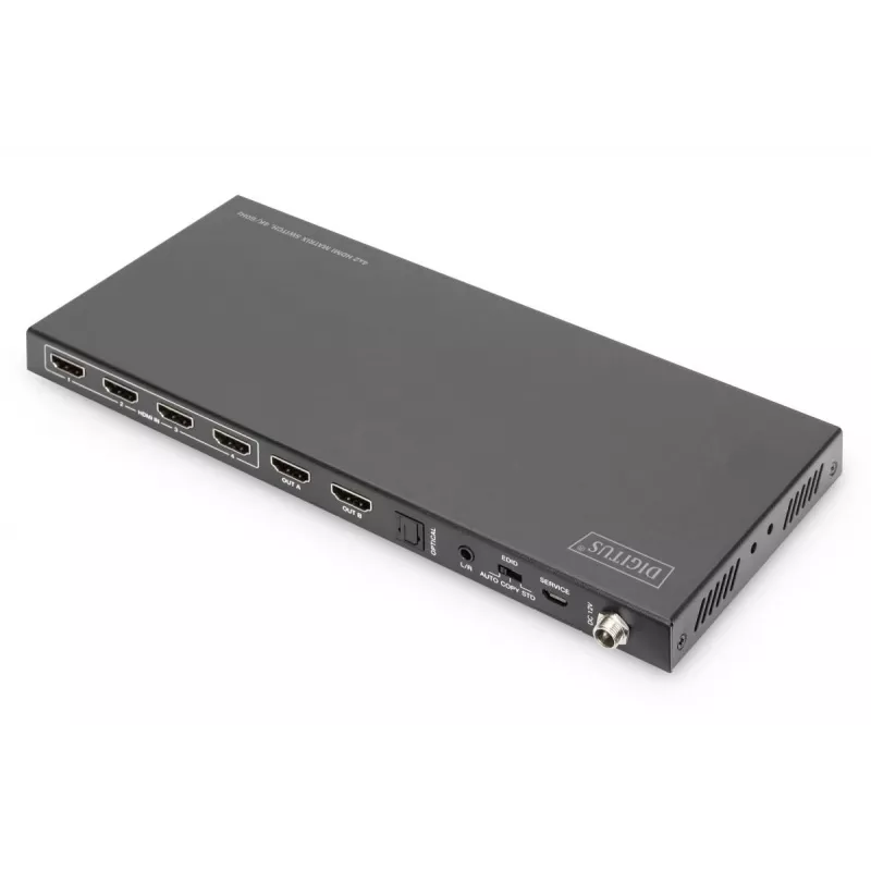 DIGITUS 4x 2 HDMI Matricinis Komutatorius 4K/60Hz Skaleris EDID ARC HDCP 2.2 18 Gbps