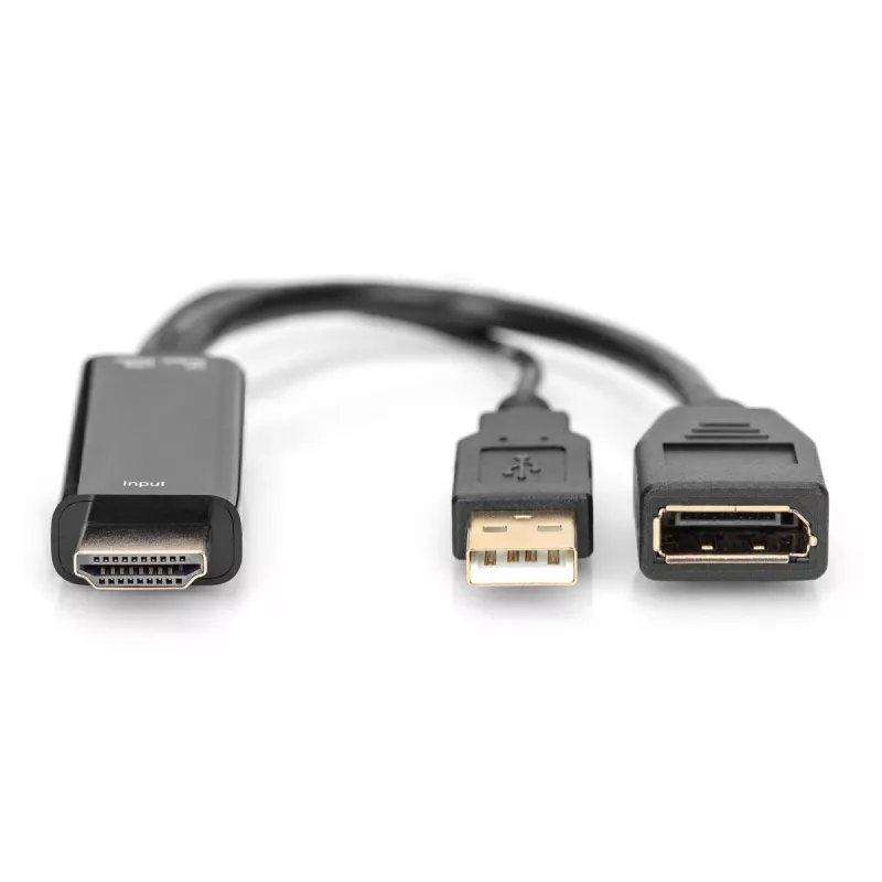 Digitus 4K HDMI adapteris HDMI į DisplayPort 0,2 m HDMI A tipo USB