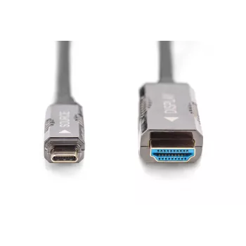 DIGITUS USB-C į HDMI AOC optinio pluošto adapterio kabelis, HDMI versija 2.0; iki 4Kx2K@60Hz; 20 m