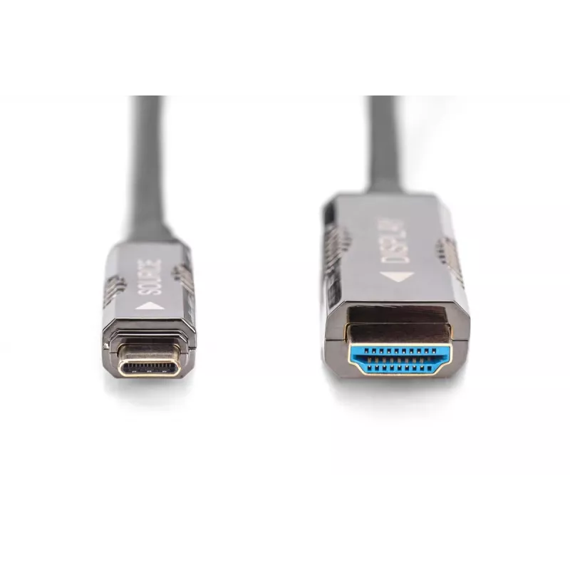 DIGITUS USB-C į HDMI AOC optinio pluošto adapterio kabelis, HDMI versija 2.0; iki 4Kx2K@60Hz; 20 m