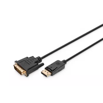 DIGITUS DisplayPort adapter kabelis, DP - DVI (24+1) M/M, 3m su užraktu, suderinamas su DP 1.1a, juodas