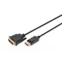 DIGITUS DisplayPort adapter kabelis, DP - DVI (24+1) M/M, 3m su užraktu, suderinamas su DP 1.1a, juodas
