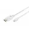 DIGITUS DisplayPort prijungimo kabelis, mini DP - DP M/M, 2m su užraktu, DP 1.1a atitinkantis baltas