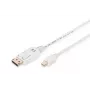 DIGITUS DisplayPort prijungimo kabelis, mini DP - DP M/M, 2m su užraktu, DP 1.1a atitinkantis baltas
