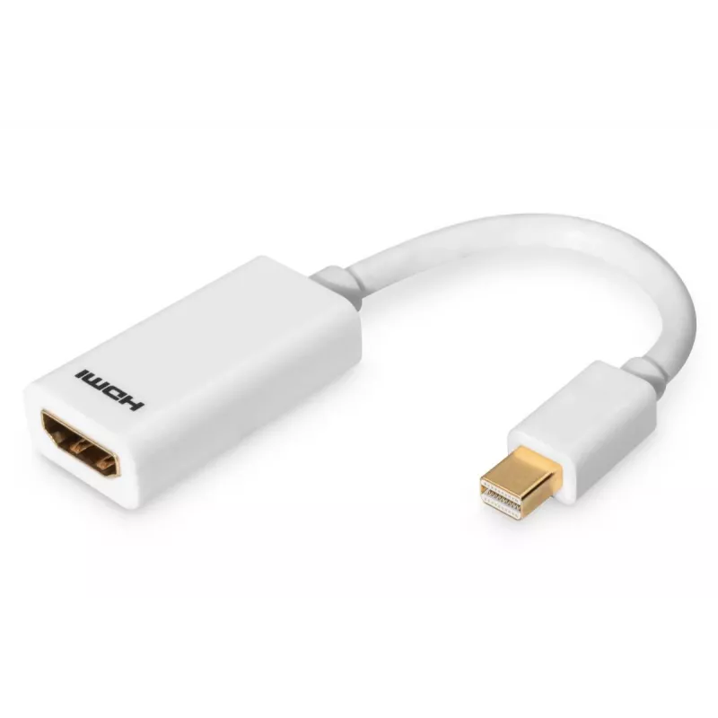 DIGITUS ASSMANN DisplayPort adapterio kabelis, mini DP - HDMI tipo A M/F, 15cm DP 1.1a suderinamas, CE baltas