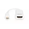 DIGITUS ASSMANN DisplayPort adapterio kabelis, mini DP - HDMI tipo A M/F, 15cm DP 1.1a suderinamas, CE baltas