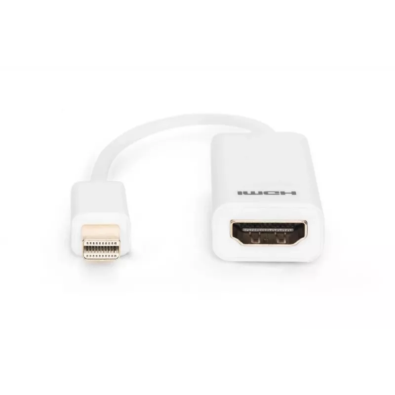DIGITUS ASSMANN DisplayPort adapterio kabelis, mini DP - HDMI tipo A M/F, 15cm DP 1.1a suderinamas, CE baltas