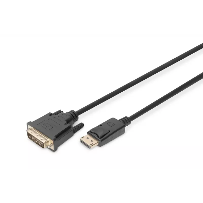 DIGITUS DisplayPort adapterio kabelis, DP - DVI (24+1) V/V, 2m su fiksatoriumi, DP 1.1a CE juodas