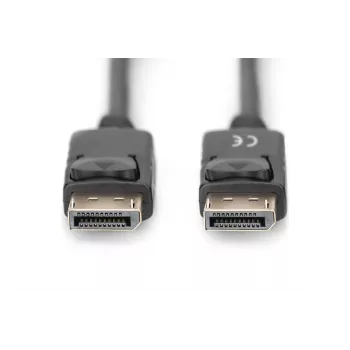 DIGITUS DisplayPort prijungimo kabelis, DP M/M, 2m su fiksatoriumi, DP 1.2, Ultra HD 4K juoda