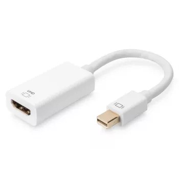 DIGITUS ASSMANN DisplayPort adapterio laidas, mini DP - HDMI tipo A V/M, 20 cm, HDMI Ver. 2.0, aktyvus, CE, auksinis, baltas