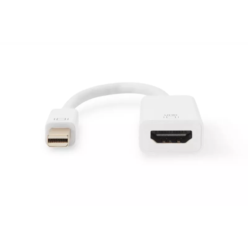 DIGITUS ASSMANN DisplayPort adapterio laidas, mini DP - HDMI tipo A V/M, 20 cm, HDMI Ver. 2.0, aktyvus, CE, auksinis, baltas