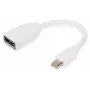 DIGITUS DisplayPort adapterio laidas, mini DP - DP M/F, 0,15 m, atitinka DP 1.2, baltas