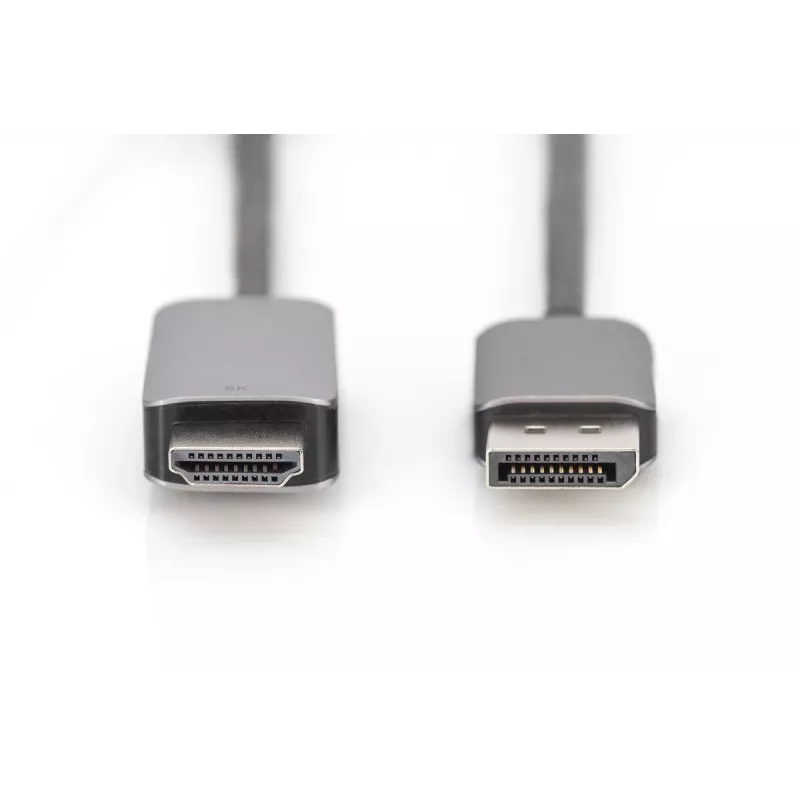 DIGITUS DP į HDMI adapterio kabelis 8K@60Hz. Aliuminis korpusas juodas 2 m