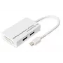 DIGITUS MiniDP į DP HDMI+DVI adapteris 20cm DP 1.1a suderinamas baltas