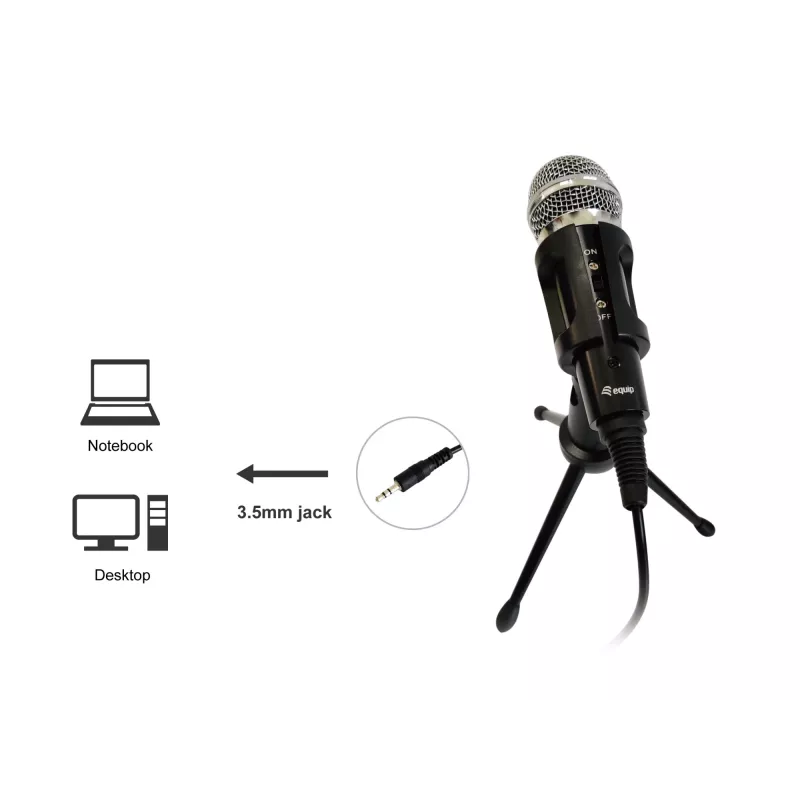 Equip Mini stalo mikrofonas, Stalinis mikrofonas, -30 dB, 30 - 16000 Hz, 2200 Ω, Laidinis, 3,5 mm (1/8 col.)