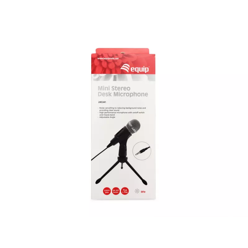 Equip Mini stalo mikrofonas, Stalinis mikrofonas, -30 dB, 30 - 16000 Hz, 2200 Ω, Laidinis, 3,5 mm (1/8 col.)