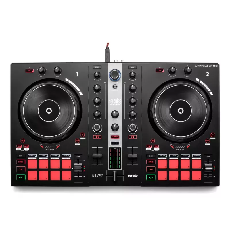 Hercules INPULSE 300 MK2 Vinyl scratcher juoda, raudona