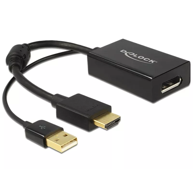 DELOCK HDMI adapteris Delock A -> DisplayPort St/Bu +USB maitinimas 4K