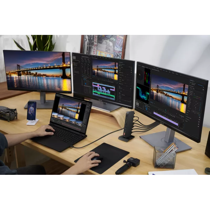 Docking stotelė ASUS DC500 Thunderbolt 4 Triple 4K, 150W PD, 3 ekranai, 2x HDMI 2.1, 2x USB‑A, 2x USB2.0, RJ‑45, MicroSD