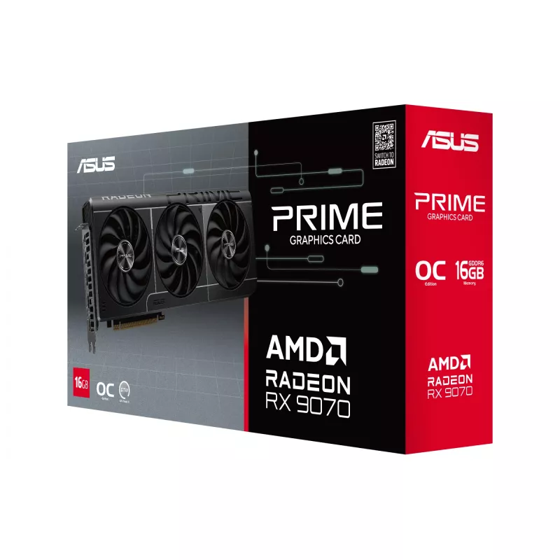 Vaizdo plokštė ASUS Radeon RX 9070 16 GB GDDR6 PCIe 5.0, 256 bitų, 3xDP 1xHDMI, 312 mm, 2,5 lizdo, OC leidimas