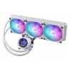 Viskas viename skysčio aušintuvas ASUS ROG Strix LC III 360 ARGB White Edition – 360 mm radiatorius, 3x 120 mm ventiliatoriai, LCD vandens blokas, PWM